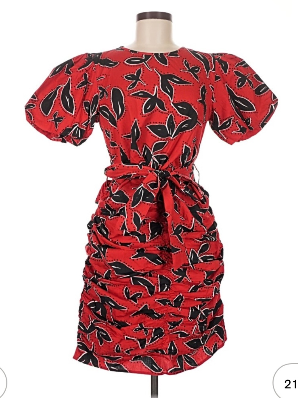 Walter Baker Red Dress with Black Floral Accent